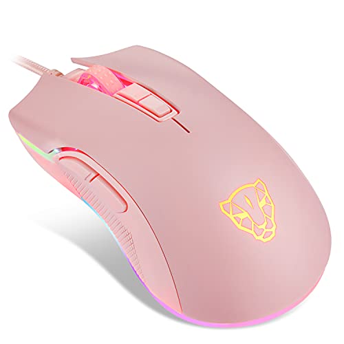Mouse Gamer Motospeed V70 Essential, Chroma RGB, 7 Botões, 12.400DPI - Rosa