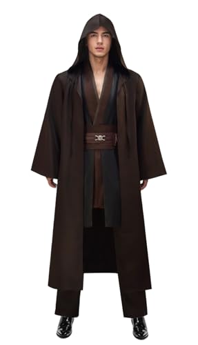 Men's Tunic Costume Adult Halloween Anakin Costume Tunic Hooded Robe Outfits Cosplay Full Set Uniform