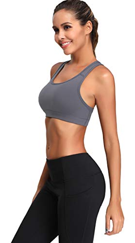 Image of Oalka Women's Racerback Sports Support Workout Running Bras | Oalka Women's Racerback Sports Support Workout Running Bras