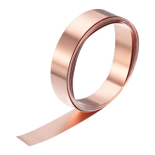 uxcell Copper Sheet Roll 2000mm x 10mm x 0.1mm, 99.9% Pure Copper Strip Copper Flashing Metal Foil Plate for Electricity DIY Projects (Multiple Sizes)