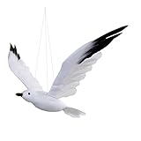 Artificial Flying Seagull Hanging Decorations Realistic Foam Bird Feathered Statue Ornament for Wedding Party Christmas Halloween Decor Props(S, 24x22CM)