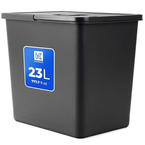 KADAX Müllsammler zur Abfalltrennung 23 Liter, Abfalleimer mit beweglichem Griff, Müllsortierer aus Kunststoff, universeller Abfallbehälter, Müllbehälter (Schwarz, 23L)