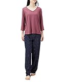 Iris & Lilly Damen Schlafanzug-Set Baumwollmodal mit kurzen Ärmeln, Rosa, 40