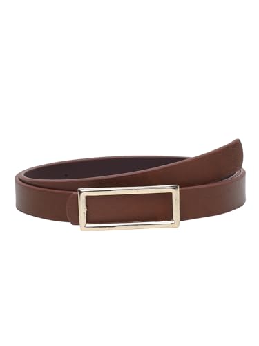 Image of Crusset Stylish Faux Leather Waist Belt for Women - Adjustable for Jeans, Dresses & Saree - Fashionable & Comfortable|Tan Color Belt|QA4691