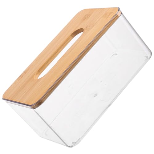 DECHOUS Servilletero de Papel Mediano Tapa de Madera, Dispensador de Toallas de Papel para Mesa de Comedor, Contenedor Rectangular Estable Adecuado para Cocina, Oficina y Sala de Estar