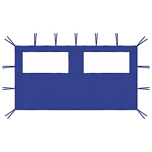 vidaXL Pavillon Seitenwand mit Fenstern Seitenteil Seitenplane Zeltplane für Partyzelt Gartenzelt Festzelt Pergola 4x2m Blau 70g/m²