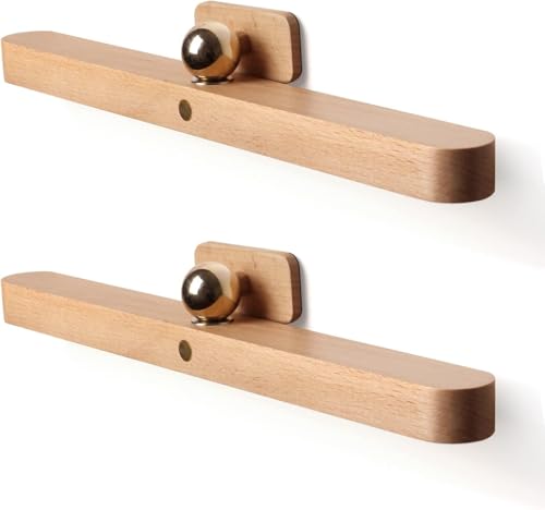 Image of Wood Mirror Light Bar with Wall Mount for Bathroom (2-Pack) | Rechargeable USB C,3-level dimming vanity light,touch control for halls,cabinets,living room,bedroom,pictures,home decor