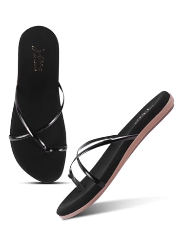 Image of JM LOOKS Women's Flat Sandals Toe Ring with Cross Strap Stylish Slip-On Flats | Comfortable Casual Sandals