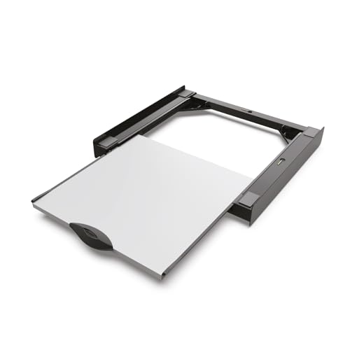 Meliconi, Torre Dark, Kit Sovrapposizione Lavatrice Asciugatrice Universale, Ripiano Estraibile in Legno Certificato FSC®, Premontato, Cinghia di Sicurezza Inclusa, Portata 250 Kg, Made in Italy, Nero