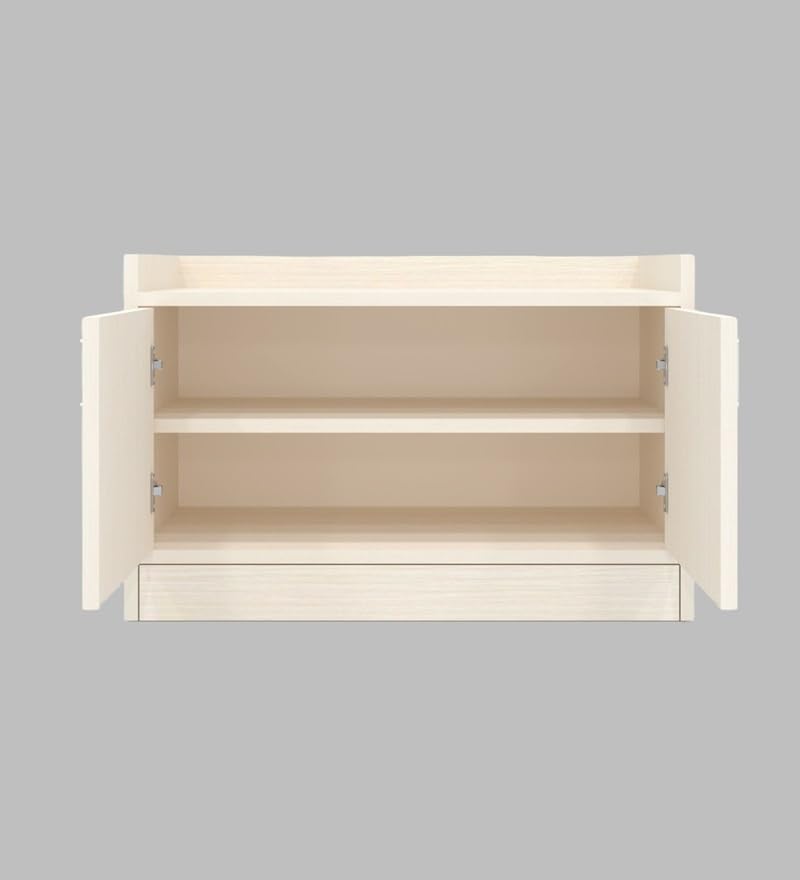 Image of SPECIALITY PANELS 2 Door Shoe Rack with Cushion | 2 Door Shoe Cabinet with Storage Bench | Shoe Organizer for Entryway Home Living Room | 75 x 49 x 37.5 cm Storage | DIY Assembly | Ivory Finish