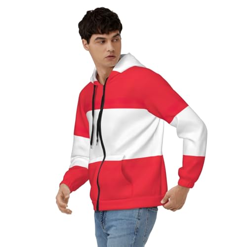 Sweat à capuche pour homme veste décontractée zippée drapeau autrichien - 5