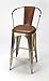 HomeRoots Medium Brown Iron, Leather Brown Leather and Iron Bar Stool