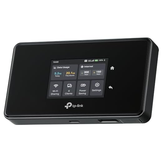 TP-Link M8550 5G LTE Mobiler WLAN Router – Bis zu 3,4 Gbit/s, Tri-Band Wi-Fi 6E, Nano-SIM-Karten Slot, Gigabit WAN/LAN, 4680 mAh Akku, Touchscreen, Wireguard, bis zu 32 Geräte