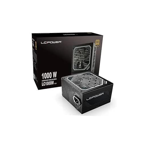 LC-POWER 1000W PSU - Alimentatore ATX 1000 watt per PC gaming - Certificato 80 Plus Gold - Efficiente - Completamente modulare - Ventola FDB da 120 mm silenziosa - Cavi Neri Piatti