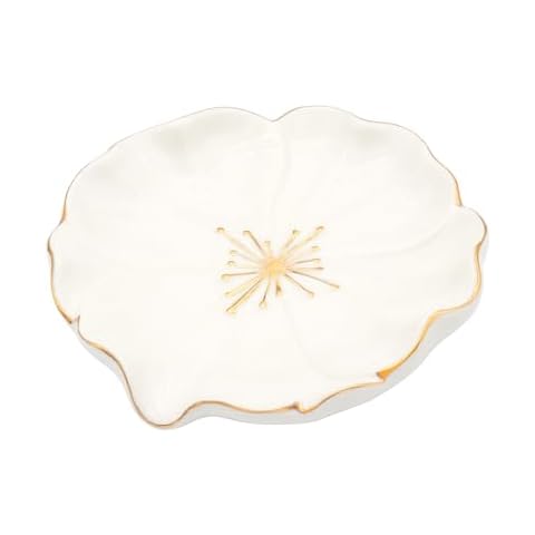 Elegant Bathroom Soap Dish, Inspired by Nature Hibiscus Flower, Ceramic Soap Dish Holder, Self-Draining and Multiple Styles for Bathroom Kitchen Accessories Cover