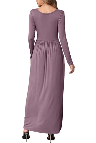 Image of EUOVMY Women's Long Sleeve Loose Maxi Dresses Casual Long Dresses with Pockets
