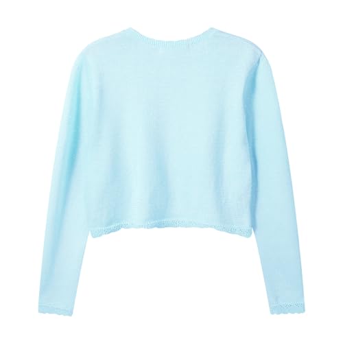 Girls Long Sleeve Sparkle Bolero Cardigan Kids Button Closure Knitted Shrug Cropped Sweaters Tops 3-12 Years2