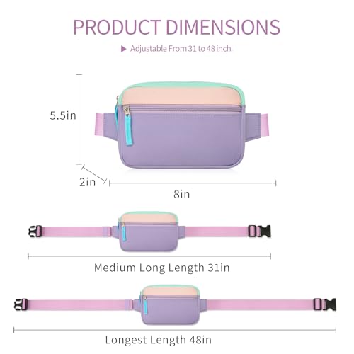 Image of Fanny Pack Birthday Gifts for 7 8 9 10 11 12 13 Year Old Teens Girls Kids, Preppy Cute Trendy Stuff Colorblock Crossbody Bag Adjustable Belt Bags, Dorm Travel Essentials for Girl Fashion