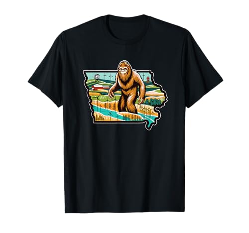 Arte de Iowa Bigfoot Roaming Hills, Granjas y Turbinas Eólicas Camiseta