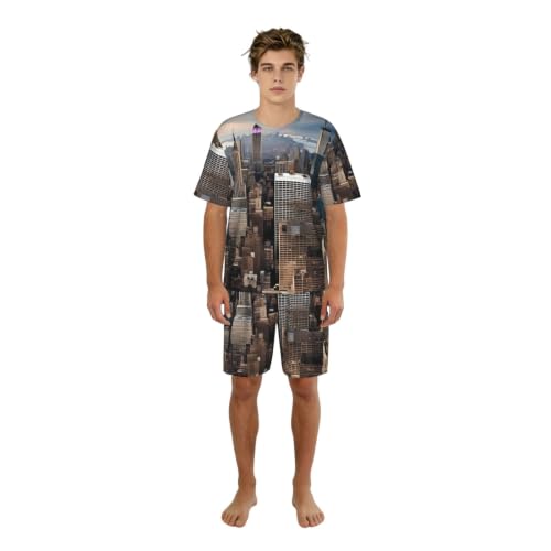 Pyjama court homme New York en tissu doux et extensible pour la nuit