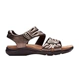 Clarks Women's Kitly Ave Flat Sandal, Bronze Leather, 11
