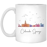 Colorado Springs City Coffee Mug - Colorado Springs City Christmas Mug - Landmarks Xmas Mug - Colorful City Skyline Graphic - Colorado Springs Gifts For Christmas 11oz