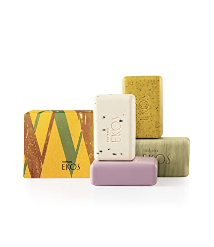NATURA - Ekos Exfoliating and Creamy Soap Set - Aai, Maracuja, Castanha, Andiroba - 100% Vegan - Cruelty- - 4 x 100g