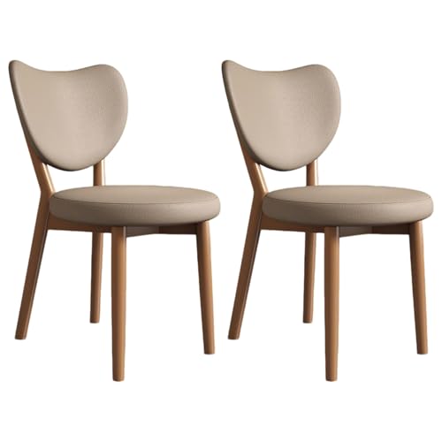 XINMAIZI Sillas de Comedor de Madera Juego de 2/4/6,Respaldo Curvo tapizado con Patas de Madera Maciza,Cocina de Cuero Moderno,Casa de Campo para Sala de Estar Cocina (Set of 2,Dark Khaki)