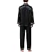 Mens Pajamas Set Satin Long Sleeve Button Down Shirts And Pajama Pants Casual Comfort Fashion Pjs Loungewear Sleepwear Black XXL