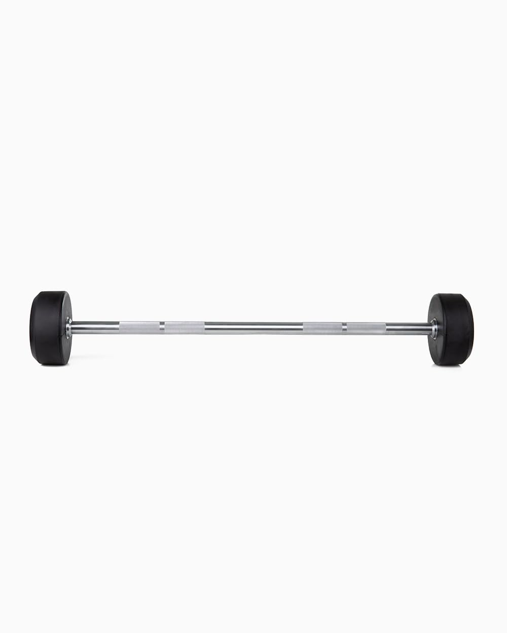 BOOMFIT Barre de Musculation avec Poids Fixe 10-50 kg | Haltère Longue en Acier Chromé et Caoutchouc | Barre pour Squat et Développé Couché | Home Gym et Fitness