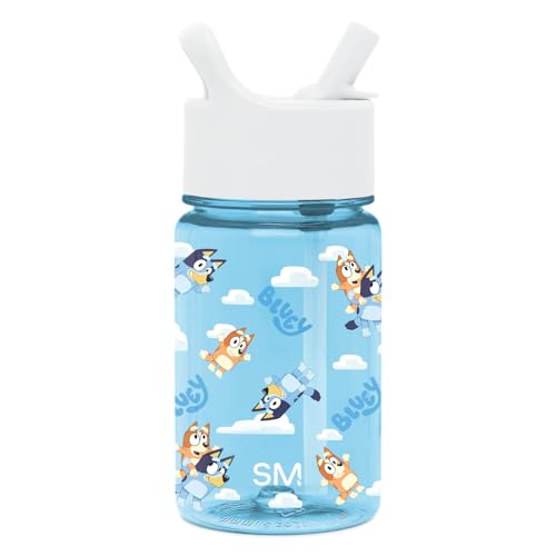 Image of Simple Modern Bluey Kids Water Bottle Plastic BPA-Free Tritan Cup with Leak Proof Straw Lid | Reusable and Durable for Toddlers, Girls and Boys | Summit Collection | 12oz, Sky