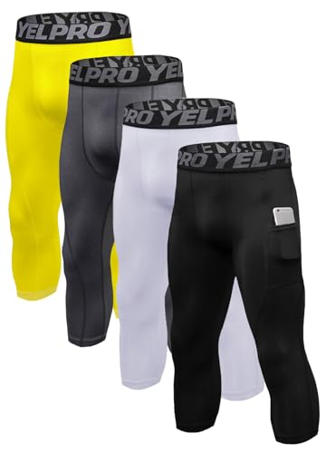 Queerier Men’s 3/4 Compression Pants Tights Leggings Sports Athletic Base Layer Running Workout Active Capris