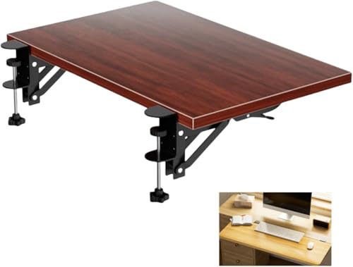 デスク 拡張 折りたたみ式キーボードトレイ、デスクエクステンダートレイ、コンピューターエクステンダー、トップキーボードエクステンダー、折りたたみ式エクステンダー、疲労を軽減、オフィス、ダイニングテーブル、本棚に最適 (ウォールナット色,60*20cm)