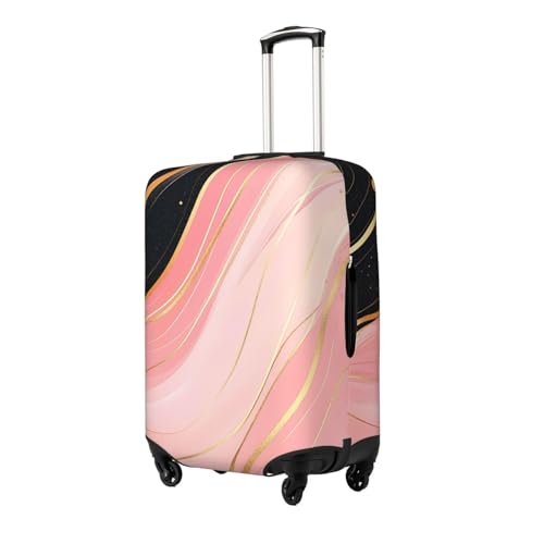 Pink Golden Marble Elastic Travel Luggage Cover, Washable Spandex Suitcase Protector, Anti-Scratch Fits 18-32 Inch2