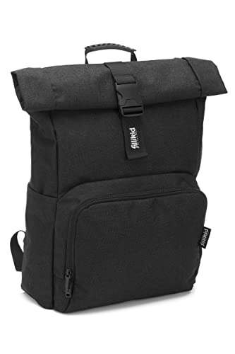 Fillikid Wickelrucksack Tokio Exclusiv | stylische Wickeltasche mit Wickelunterlage, Kinderwagenbefestigung, Flaschenwärmer | Rolltop Rucksack | Baby Wickeltasche wasserabweisend Cover