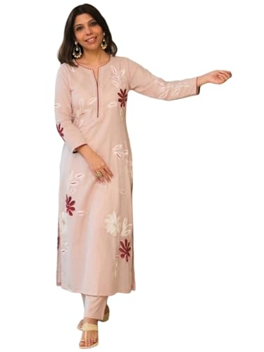 Image of ANNI Designer Kurta Set for Women Erode Rayon Printed | Kurti Set for Woman | Kurta Pant 2 Piece Outfit | Round Neck 3 /4 Sleeve Straight Fit Ethnic Dress Stylish Kurta Sets for Women Clothing