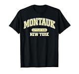 montauk new york ny sports vintage giallo pallido maglietta