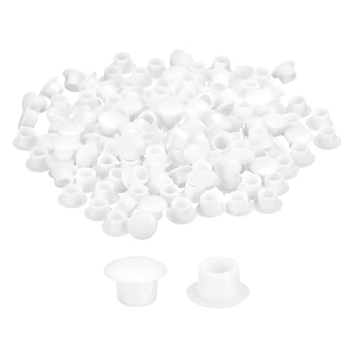Image of uxcell 300Pcs Screw Hole Plugs, 8mm(5 /16 inch) Dia Plastic Round Button Plugs Snap in Locking Hole Covers Flush Type Caps for Furniture Cabinet, White