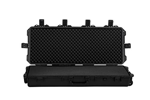 Meijia Portable Rolling Waterproof All Weather Rifle Hard Case With Wheels,Customizable Fit Foam Inserted, Lightweight Design,39.75"X16.5"X6.7" #TOP1