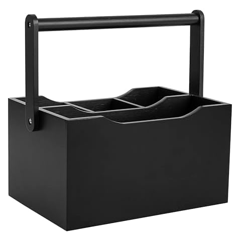 woodluv Cutlery Caddy with 4 Compartments Cover