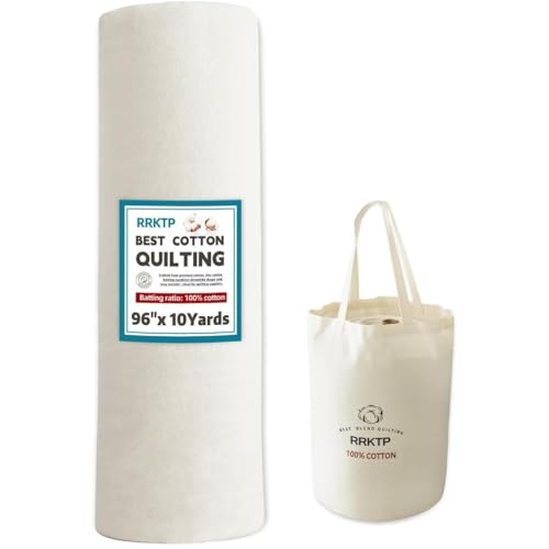 RRKTP Cotton Quilt Batting By The Roll100% Cotton Batting for Quilting Warm Soft Natural Batting for Sewing Stuffing for Crafts Handmade Quilts& Sewing Project-96 X 10 Yard