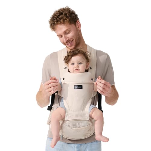 Momcozy 2-in-1 Hip Seat Carrier AirMesh Almond