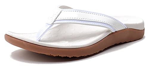 CELANDA Chanclas Mujer Hombres Sandalias de Dedo con Apoyo del Arco Verano Playa Sandalias de piscina Ortopedicas Flip Flop Antideslizante Zapatos Cómodos para Caminar Blanco Talla：44 EU Cover