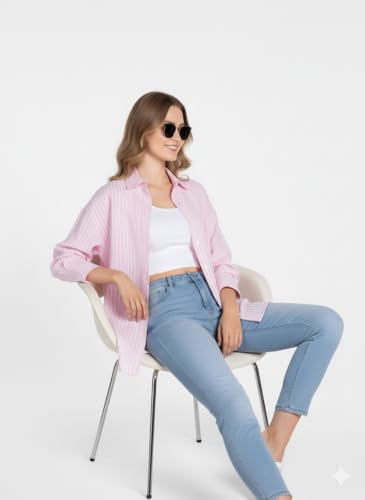 Image of Striped Shirt for Woman | Shirt for Woman | Oxford Shirt | Cotton Blend