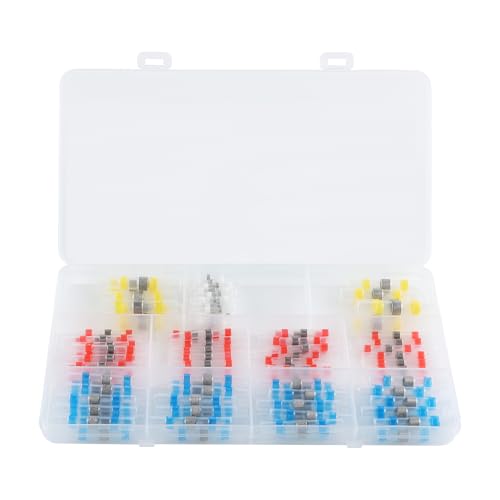 JESSINIE Heat Shrink Solder Seal Wire Connectors Kit 120PCS, Waterproof Insulated Electrical Terminals Butt Connectors for Marine Automotive Boat Truck Wiring Splice