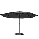 Mendler Sonnenschirm Meran Pro-AM, Gastronomie Marktschirm ohne Volant Ø 5m Polyester/Alu 28kg - anthrazit mit Ständer