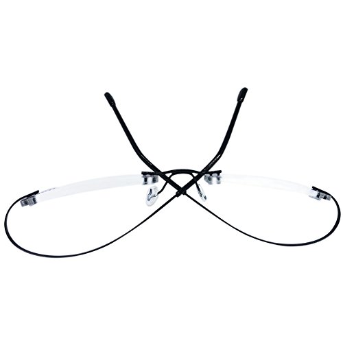 Meijunter Gafas Frameless Rimless Reading gafas rectángulo Aleación de metal ligero Presbyopic gafas para hombres Mujer 006(black/+2.5)