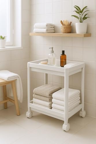 Sas Haus Flex Elite Pro 2 Katlı Beyaz Tekerlekli Çok Amaçlı Banyo & Mutfak Düzenleyici Raf - Evye Altı Raf Beyaz 40 X 35 - Görsel 3