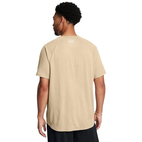 Under Armour Men's Tech Textured Short Sleeve T Shirt, (300) City Khaki / / White, X-Large