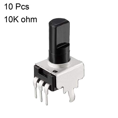 Uxcell Carbon Film Potentiometer, 10K Ohm Variable Resistors Single Turn Rotary Half Shaft D Type Design 10Pcs #TOP1